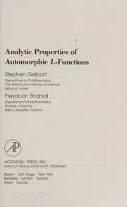 Couverture : Analytic properties of automorphic L-functions