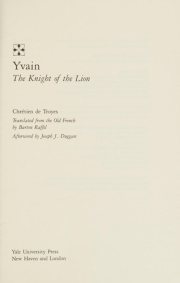 Couverture : Yvain, the Knight of the Lion