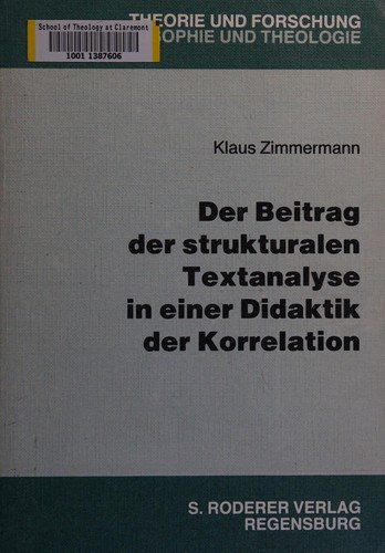Couverture : Der Beitrag der strukturalen Textanalyse in einer Didaktik der Korrelation