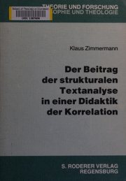Couverture : Der Beitrag der strukturalen Textanalyse in einer Didaktik der Korrelation