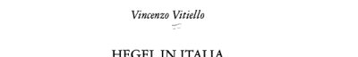 Couverture : Hegel in Italia