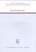 Couverture : La buona fede nell'esecuzione del contratto