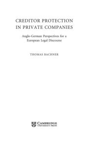 Couverture : Creditor protection in private companies