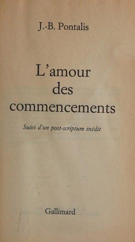 Couverture : L' amour des commencements