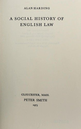 Couverture : A social history of English law