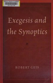 Couverture : Exegesis and the Synoptics