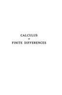 Couverture : Calculus of finite differences