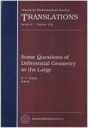 Couverture : Some questions of differential geometry in the large