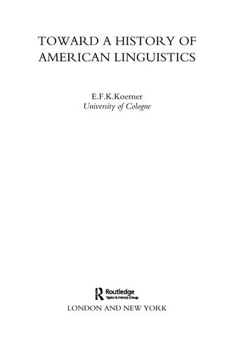 Couverture : Toward a history of American linguistics