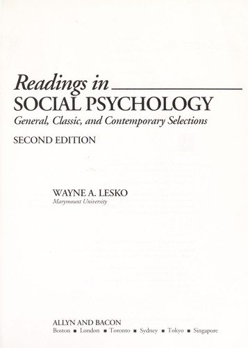 Couverture : Readings in social psychology