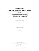 Couverture : Official methods of analysis of the Association of Official Analytical Chemists