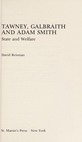 Couverture : Tawney, Galbraith, and Adam Smith