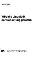 Couverture : Wird die Linguistik der Bedeutung gerecht?