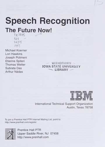 Couverture : Speech Recognition