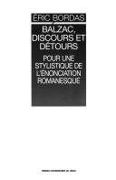 Couverture : Balzac, discours et détours