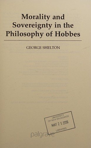 Couverture : Morality and sovereignty in the philosophy of Hobbes