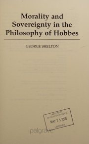 Couverture : Morality and sovereignty in the philosophy of Hobbes