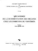 Couverture : Mécanismes de la rudimentation des organes chez les embryons de vertébrés