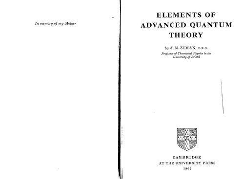 Couverture : Elements of advanced quantum theory