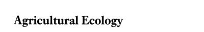 Couverture : Agricultural Ecology
