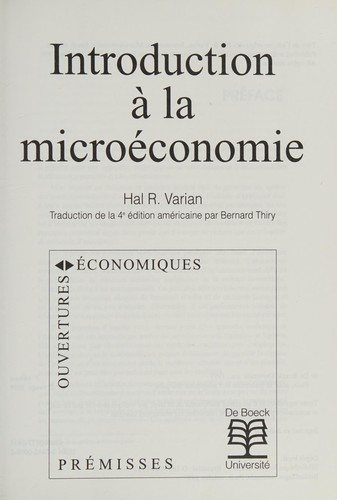 Couverture : Introduction à la microéconomie