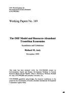 Couverture : IMF Model and Resource-abundant Transition Economies, The