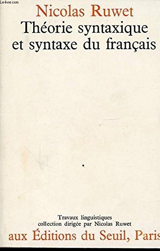 Couverture : Theorie Syntaxique et Syntax du Francaise