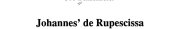 Couverture : Johannes' de Rupescissa Liber de consideratione quintae essentiae omnium rerum, deutsch