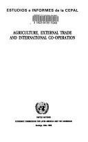 Couverture : Agriculture, external trade, and international co-operation.