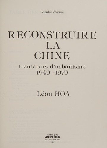 Couverture : Reconstruire la Chine
