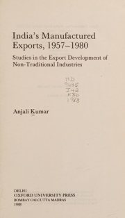 Couverture : India's manufactured exports, 1957-1980