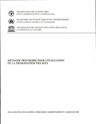 Couverture : Méthode provisoire pour l'évaluation de la dégradation des sols