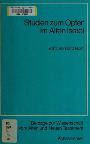 Couverture : Studien zum Opfer im Alten Israel