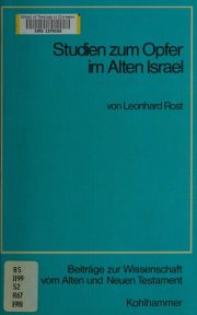 Couverture : Studien zum Opfer im Alten Israel