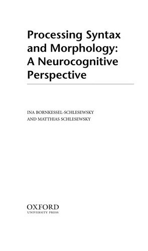 Couverture : Processing syntax and morphology