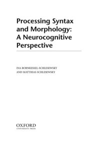 Couverture : Processing syntax and morphology