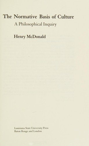 Couverture : The normative basis of culture