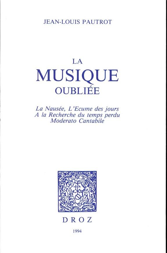 Couverture : La musique oubliée