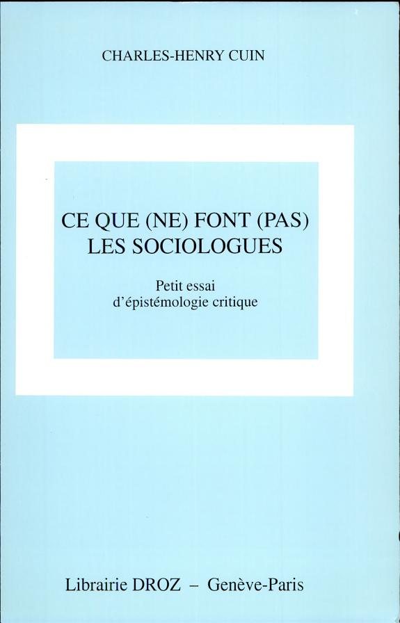 Couverture : Ce que (ne) font (pas) les sociologues 