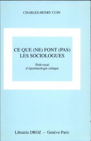 Couverture : Ce que (ne) font (pas) les sociologues 