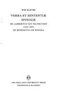 Couverture : Verba et sententiae Spinozae, or, Lambertus van Velthuysen (1622-1685) on Benedictus de Spinoza