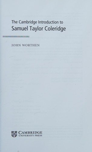 Couverture : The Cambridge introduction to Samuel Taylor Coleridge