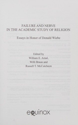 Couverture : Failure and Nerve in the Academic Study of Religion