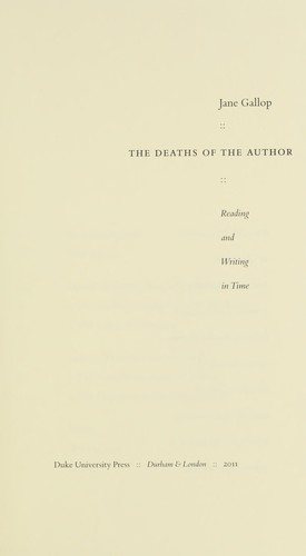 Couverture : The Deaths of the Author