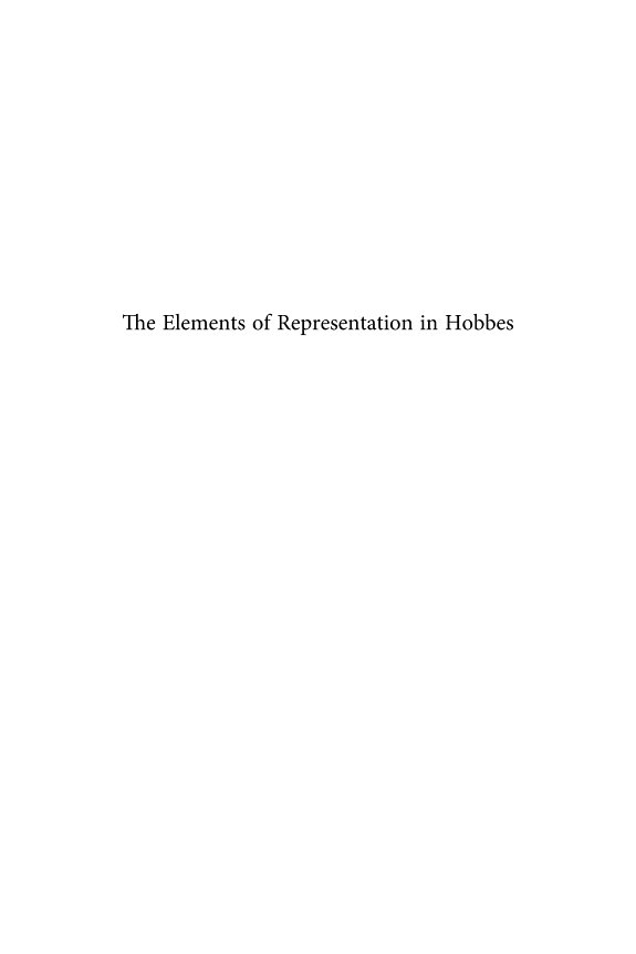 Couverture : The elements of representation in Hobbes
