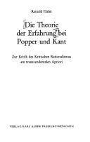 Couverture : Die Theorie der Erfahrung bei Popper und Kant
