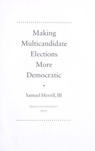 Couverture : Making multicandidate elections more democratic
