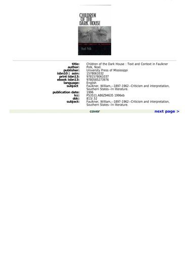 Couverture : Children of the dark house