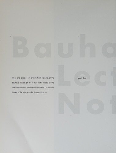 Couverture : Bauhaus Lecture Notes