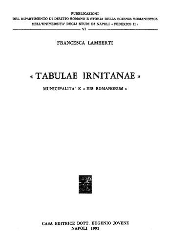 Couverture : "Tabulae Irnitanae"